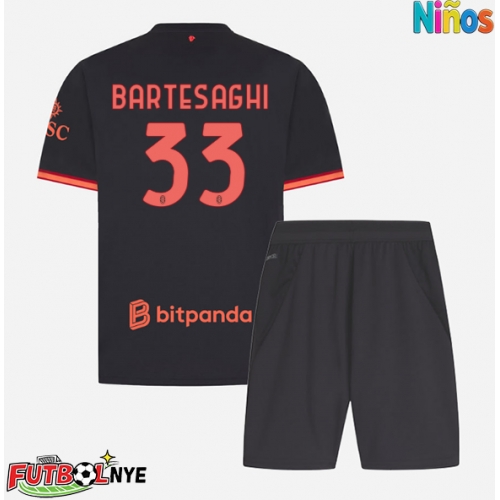 Camiseta AC Milan Davide Bartesaghi #33 Tercera Equipación para niños 2026-27 manga corta (+ pantalones cortos)